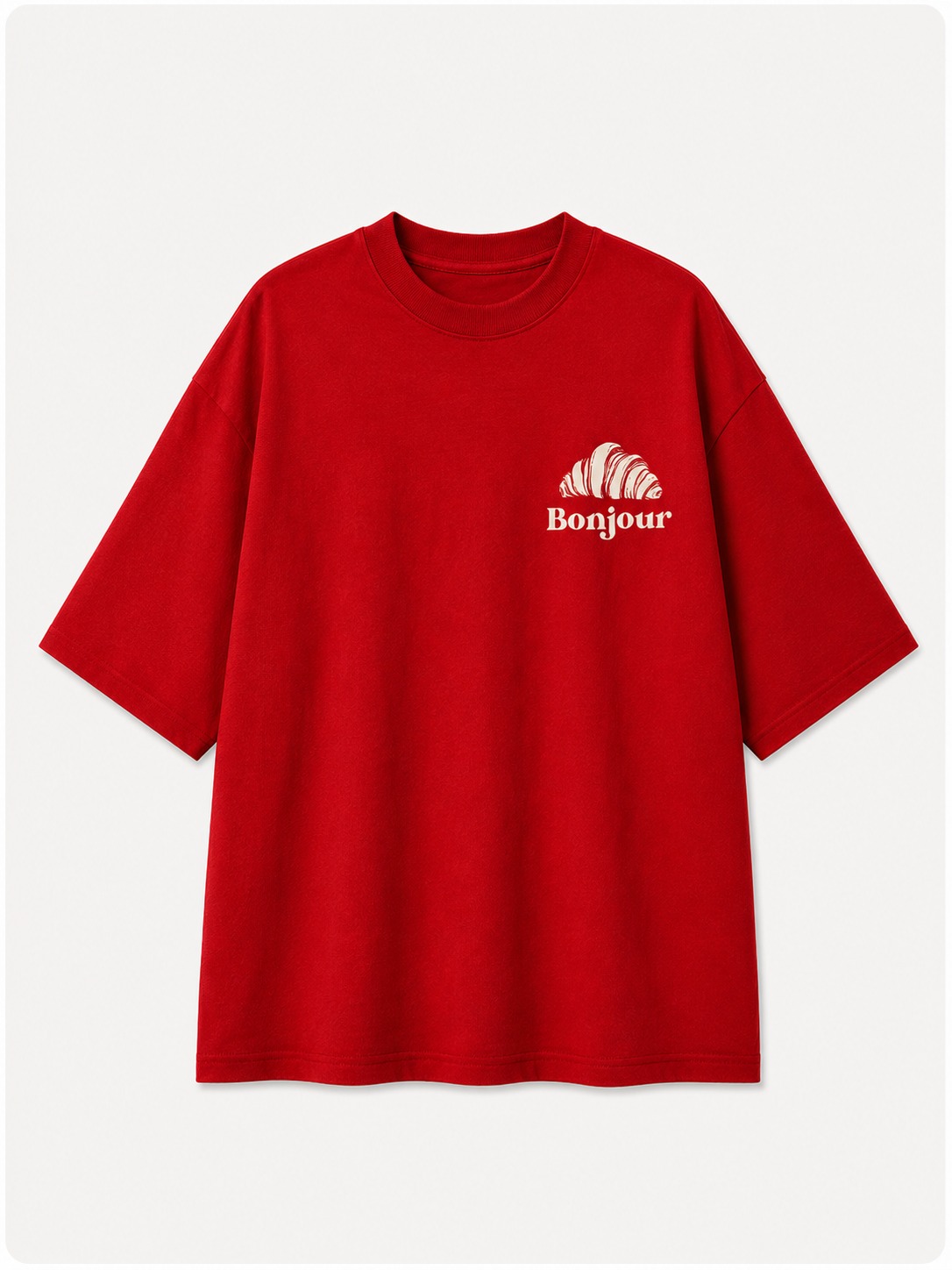 Bonjour Croissant Oversized Graphic Print T-Shirt